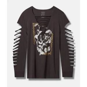 Torrid Roses Classic Fit Cotton Slashed Neck Long Sleeve Tee Size 2X NWT